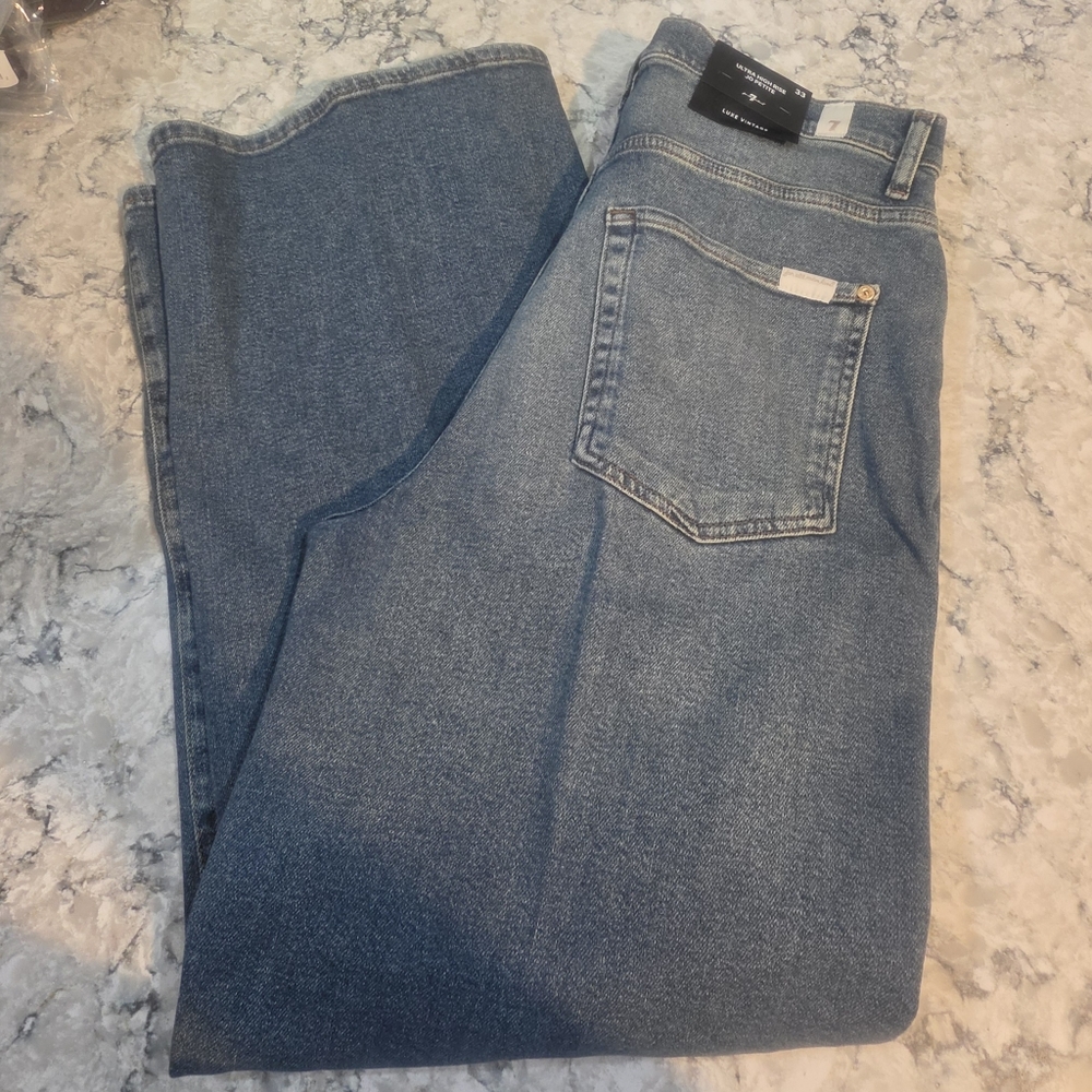 7 For All Mankind Womens Light Blue Straight Jeans